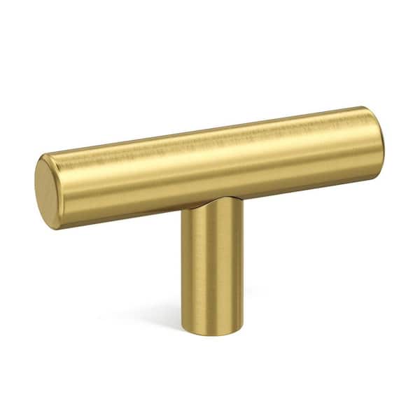 2 in. Diameter 10-Pack Brushed Brass Gold Cabinet Knobs Stainless Steel Modern Style Round Drawer Pulls Hardware Bar