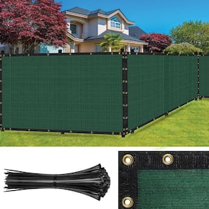 Ultra 6 ft. x 10 ft. Non-Recycled Polyethylene Heavy-Duty 200 GSM Privacy Fence Screen 90% Cable Zip Ties, Green