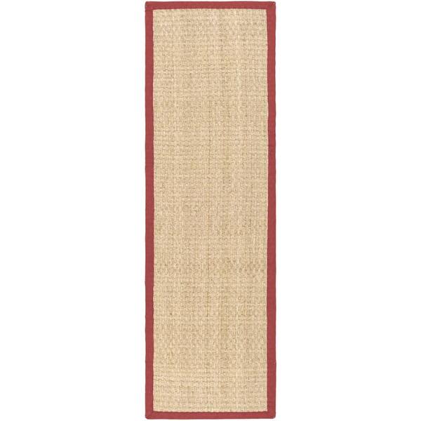 SAFAVIEH Natural Fiber Natural/Red 3 ft. x 8 ft. Border Woven Runner Rug