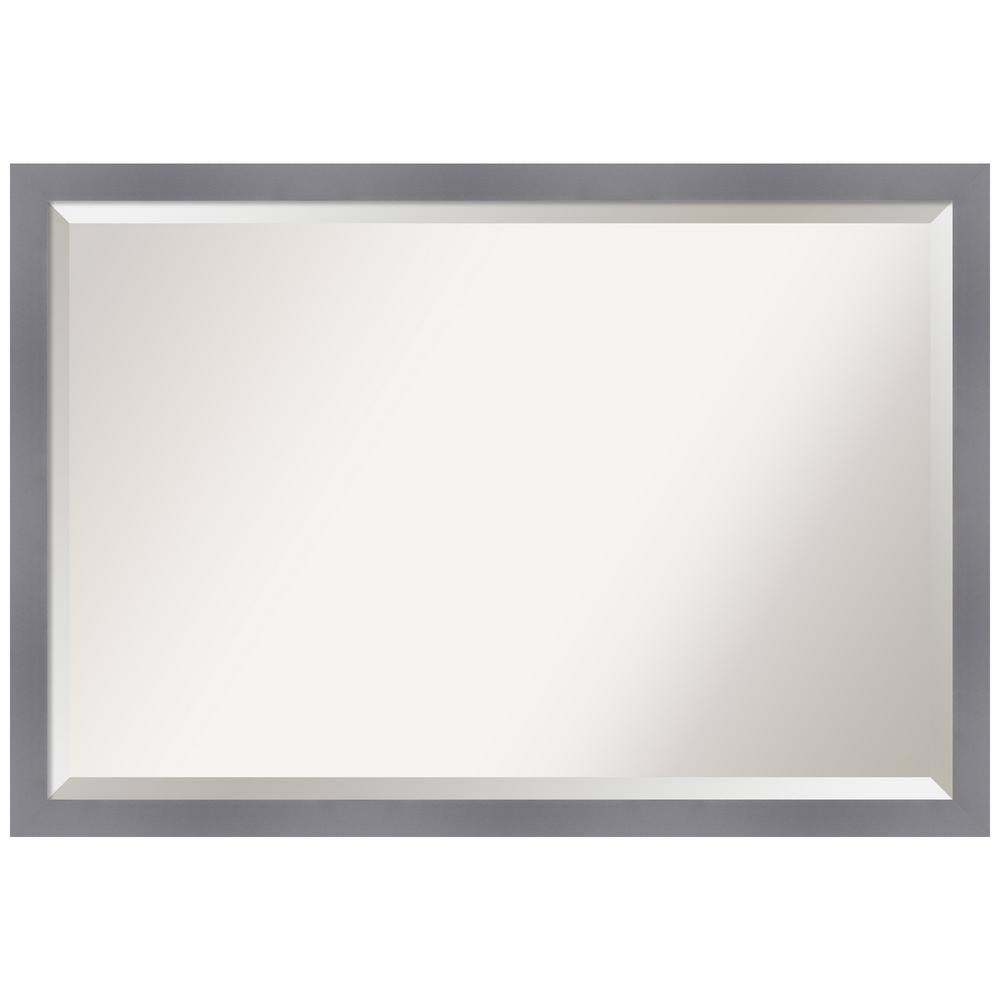 Edwin Grey 38.5 in. x 26.5 in. Beveled Casual Rectangle Wood Framed Bathroom Wall Mirror in Gray price history on PriceWatchPro