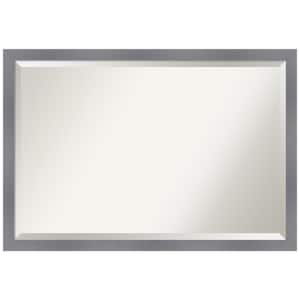Edwin Grey 38.5 in. x 26.5 in. Beveled Casual Rectangle Wood Framed Bathroom Wall Mirror in Gray