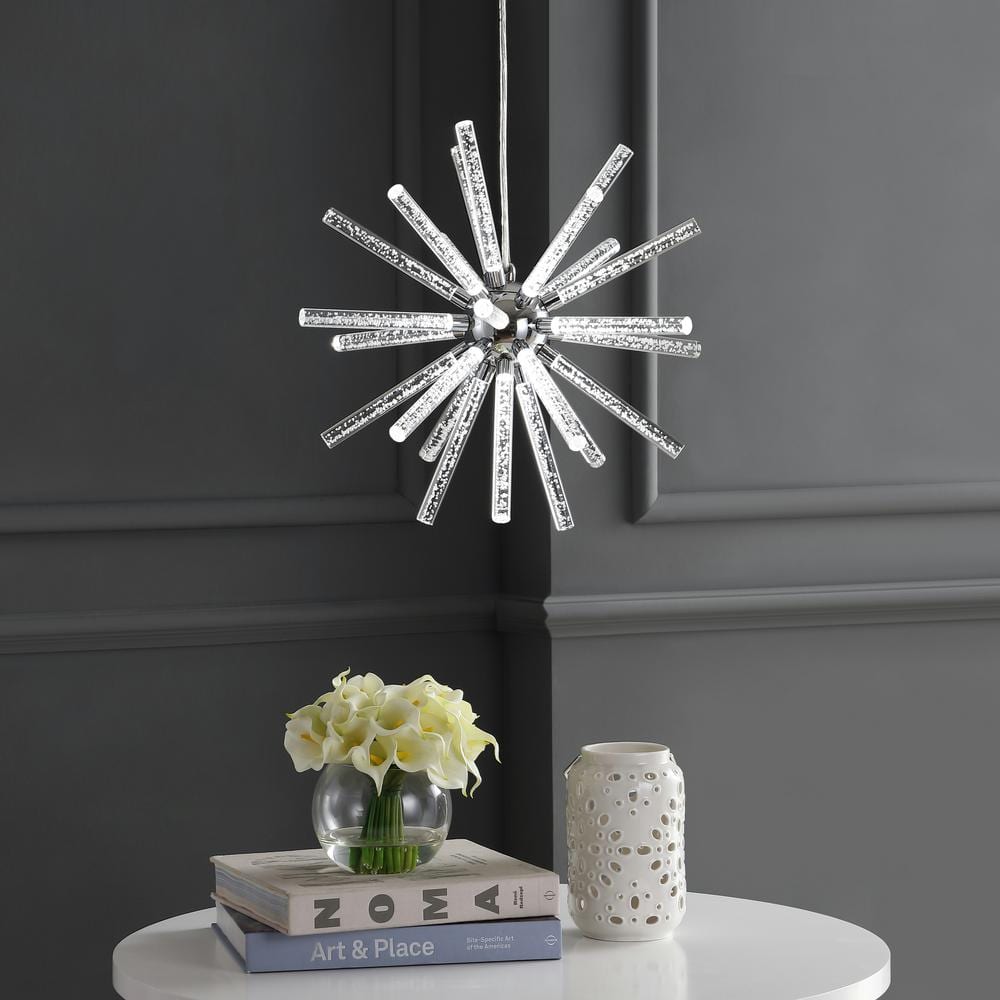 Soyuz 19.5" Chrome Starburst Adjustable LED Pendant Light