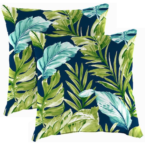 Jordan Manufacturing 16 in. L x 16 in. W x 4 in. T Outdoor Throw Pillow in Zealand Capri (2-Pack)