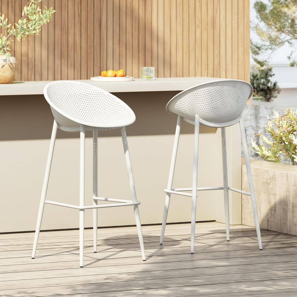 2-Pack Iron and Plastic Outdoor Bar Stool in White price history on PriceWatchPro