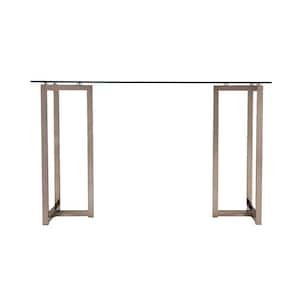 Haxor 48 in. Rectangle Champagne Metal Writing Desk with Art Deco Inspired Design