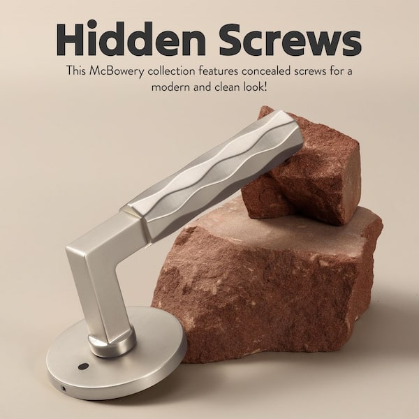 Hailey Satin Nickel Bed/Bath and Hall/Closet Modern Interior Door Handle Round Plate, Concealed Screws (Privacy/Passage)