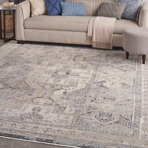 Lynx Ivory Charcoal 8 ft. x 10 ft. All-Over Design Transitional Area Rug