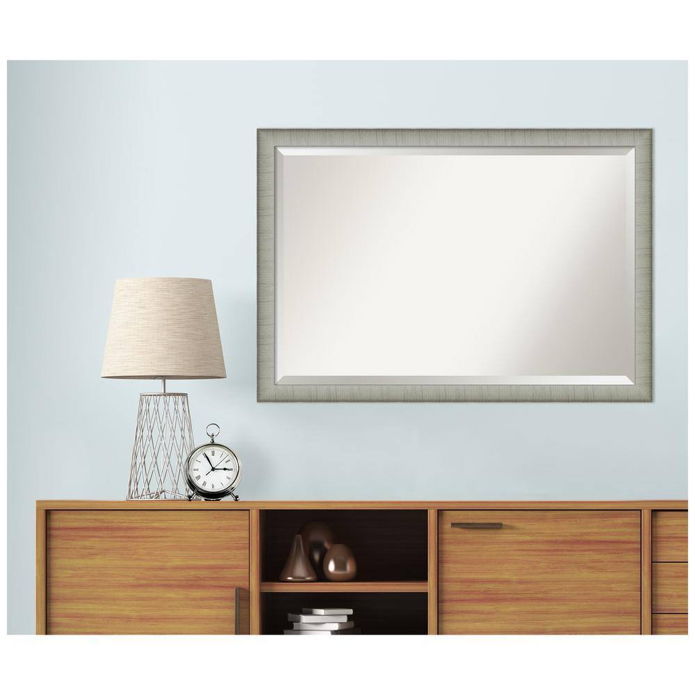 Elegant Brushed Pewter Rectangular Bathroom Wall Mirror