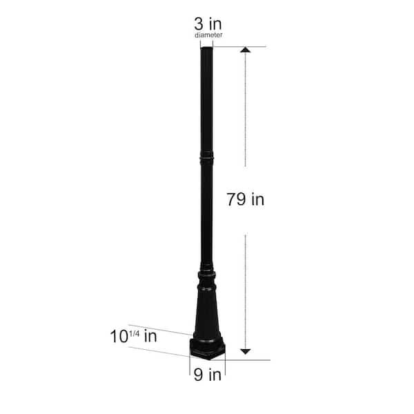 Imperial Cast Aluminum 79 in. Outdoor Black Decorative Post with 3 in. Fitter Imperial Cast Aluminum 79 in. Outdoor Black Decorative Post with 3 in. Fitter