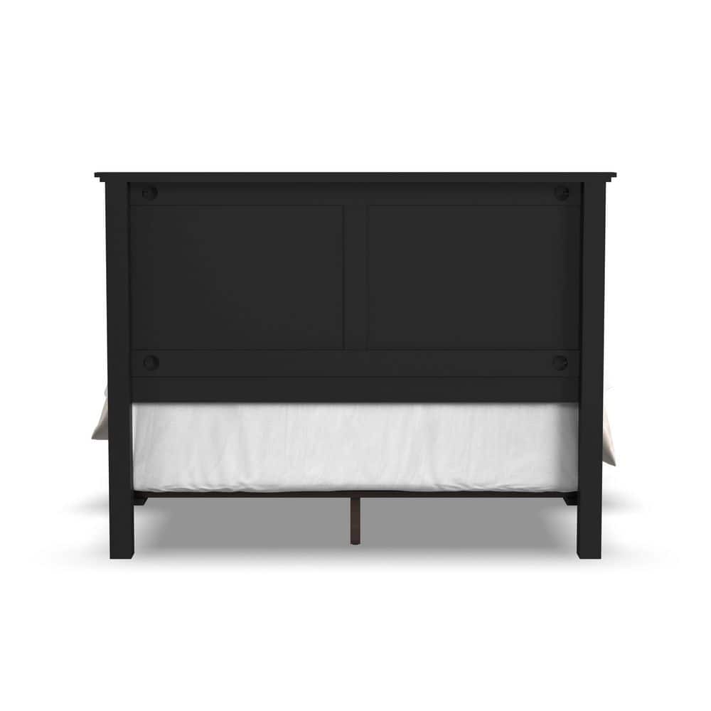 Oak Park Black Queen Wood Frame Upholstered Bed with Slats