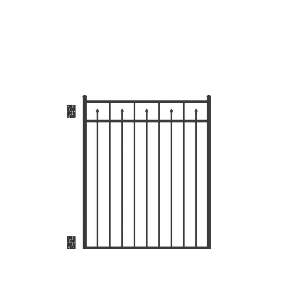 Brilliance Standard-Duty 4 ft. W x 4.5 ft. H Black Aluminum Straight Pre-Assembled Fence Gate price history on PriceWatchPro