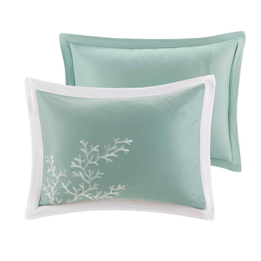 Twin Aqua and White Cotton Nautical Comforter Set
