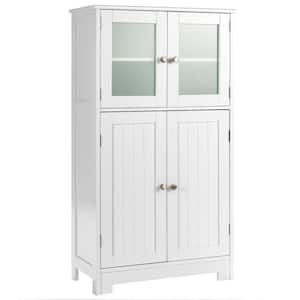23 in. W x 12 in. D x 43 in. H White Bathroom Floor Storage Linen Cabinet with Doors and Adjustable Shelves