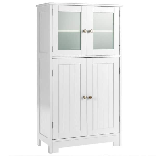 ANGELES HOME 23 in. W x 12 in. D x 43 in. H White Bathroom Floor Storage Linen Cabinet with Doors and Adjustable Shelves