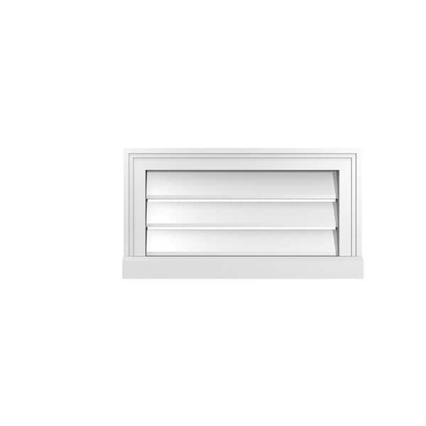 Ekena Millwork 22 in. x 12 in. Vertical Surface Mount PVC Gable Vent: Functional with Brickmould Sill Frame