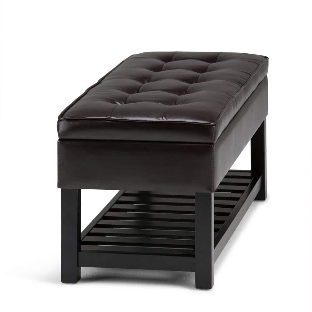 Tanners Brown 44'' Wide Rectangular Ottoman Bench with Tufted Footrest