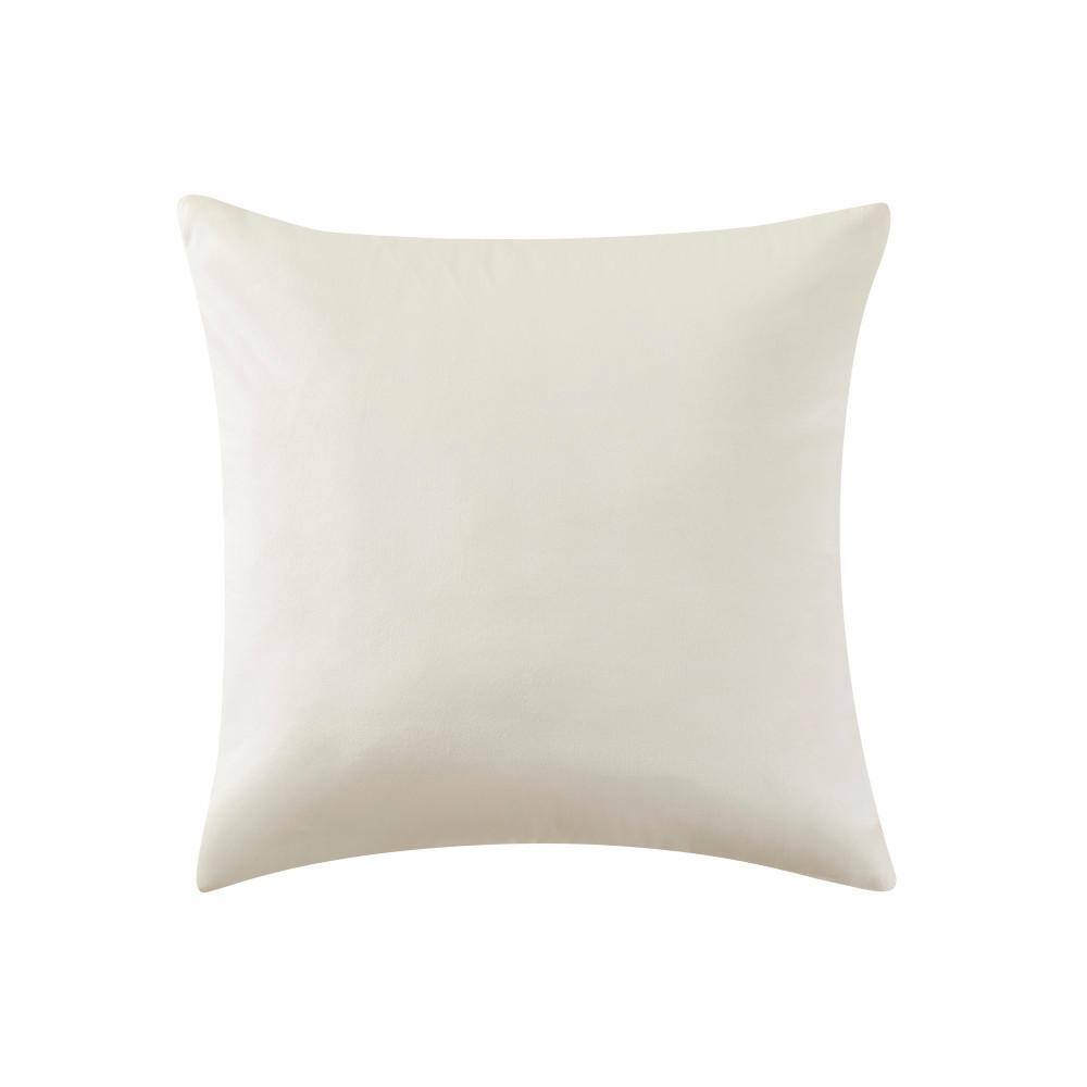 Winter White Velvet Waffle Pleated Square Throw Pillow