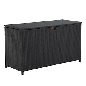 OC Orange Casual 125 Gal. Black Wicker Outdoor Storage Deck Box