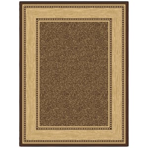 Basics Collection Non-Slip Rubberback Bordered Design 5x7 Indoor Area Rug, 5 ft. x 6 ft. 6 in., Brown