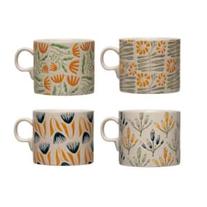 Storied Home 8 oz. Decorative Stoneware Mugs with Tea Bag Holders