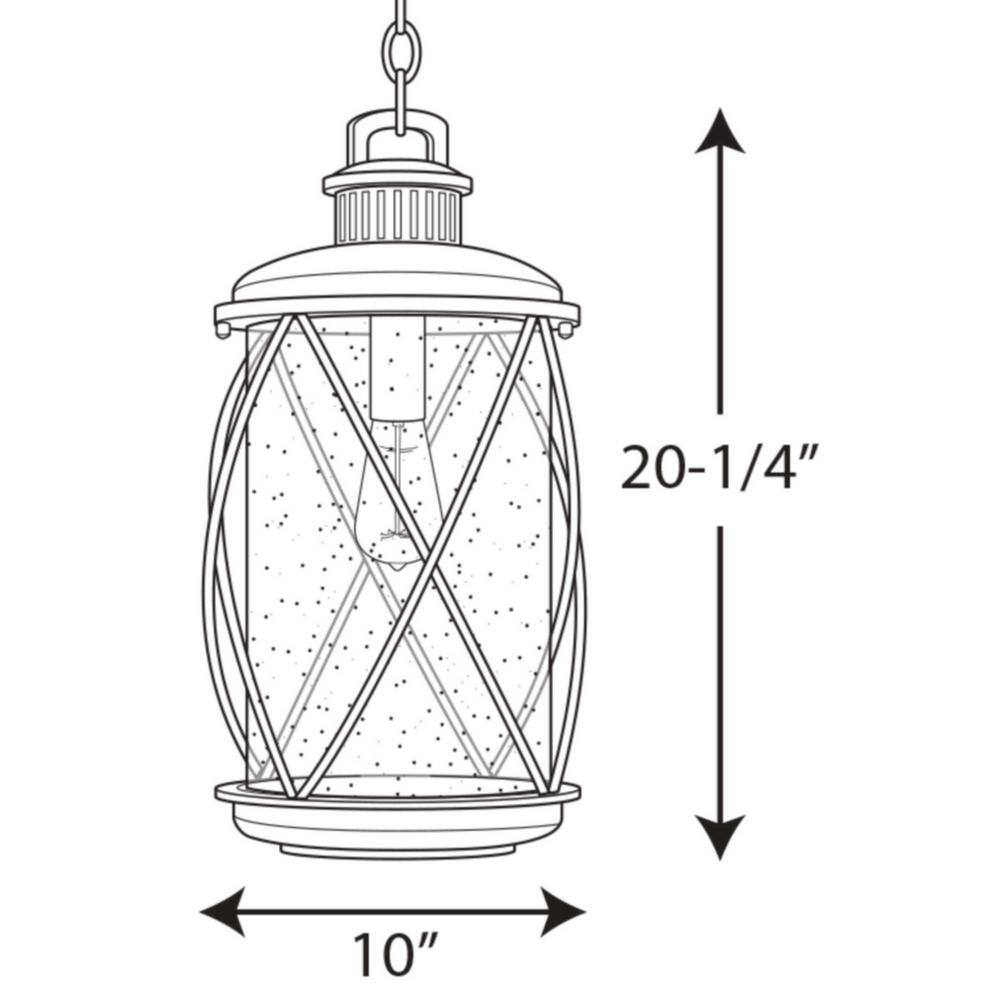 Black Glass Farmhouse Indoor/Outdoor Hanging Lantern, 10" x 20.25"