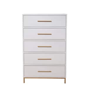 Madelyn White 5 Drawers 64 in. W Chest of Drawers