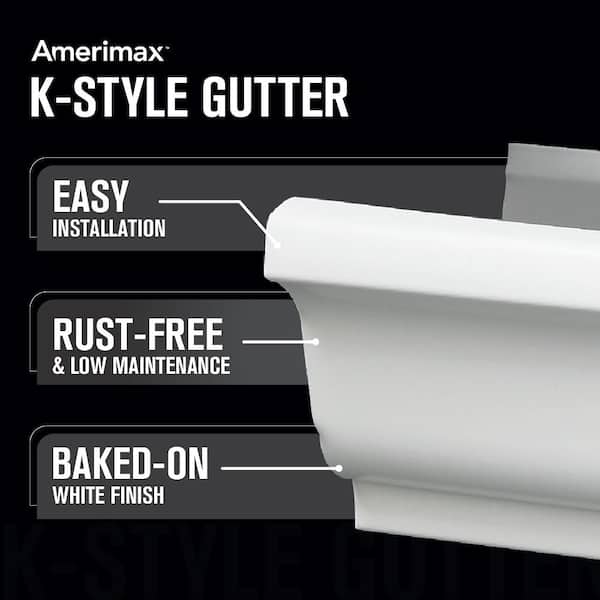 5 in. x 10 ft. 30° White Aluminum K-Style Gutter