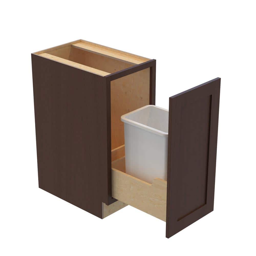 Newport 15 in. W x 24 in. D x 34.5 in. H Assembled Plywood Trash Can Kitchen Cabinet in Manganite with Soft Close price history on PriceWatchPro