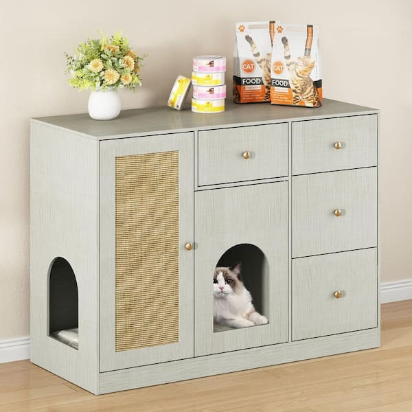 FUFU&GAGA Large Litter Box Enclosure Storage Cabinet with
