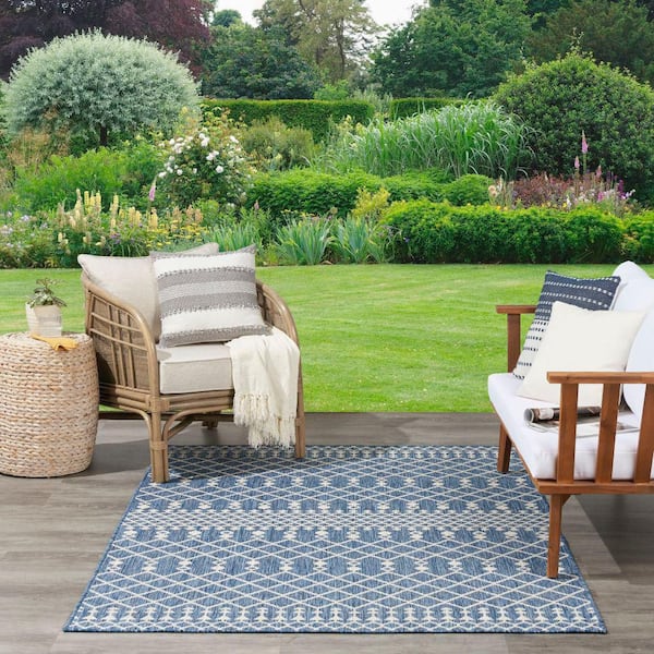 Positano Navy Blue 8 ft. x 10 ft. Moroccan Contemporary Area Rug