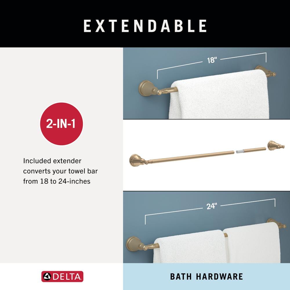 Champagne Bronze 18'' Extendable Wall Mounted Towel Bar