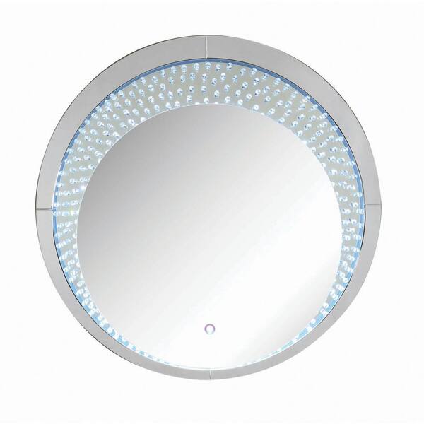 HomeRoots 39 in. W x 39 in. H Wood Silver Vanity Mirror