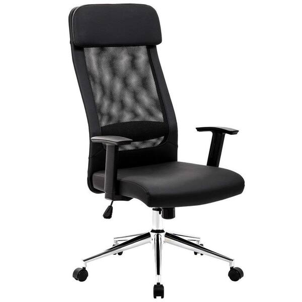 Boyel Living Extra Black Removeable Headrest Mesh Office Chair Ergonomic Design with Back Lumbar Support