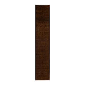 Brown 2 ft. 7 in. x 14 ft. 1 in. Fine Vibrance One-of-a-Kind Hand-Knotted Area Rug