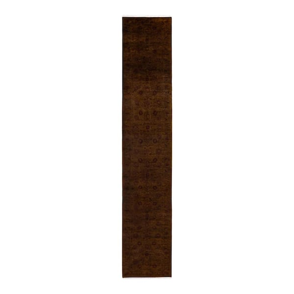 Brown 2 ft. 7 in. x 14 ft. 1 in. Fine Vibrance One-of-a-Kind Hand-Knotted Area Rug