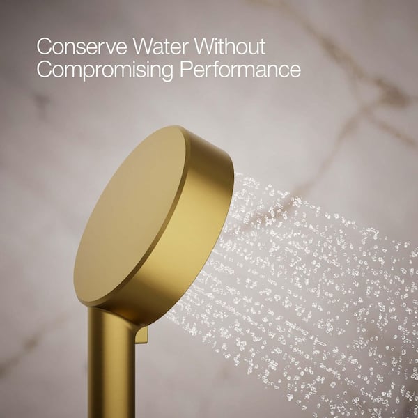 KOHLER Awaken 3-Spray Patterns with 1.75 GPM 4. 3125 in. Wall Mount Handheld Shower Head in Vibrant Brushed Moderne Brass