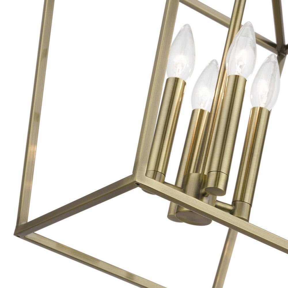 Devone Antique Brass Mini Square Frame Chandelier