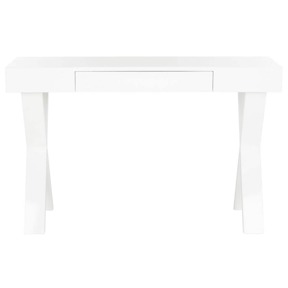 White Lacquer One Drawer Vanity Desk