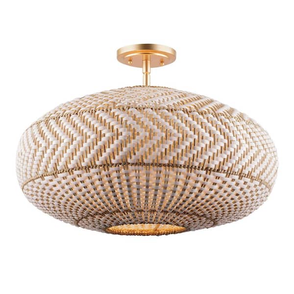 Crystorama 00633779095924, [ 22 in .] Zanzibar 4-Light Soft Gold Semi Flush Mount