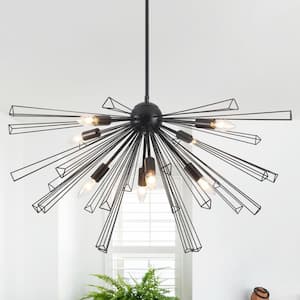 8-Light Black Dimmable Sputnik Sphere Modern Rustic Style Chandelier for Dinning Room with No Bulbs Included