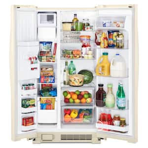 33 in. 21.4 cu. ft. Side by Side Refrigerator in Biscuit