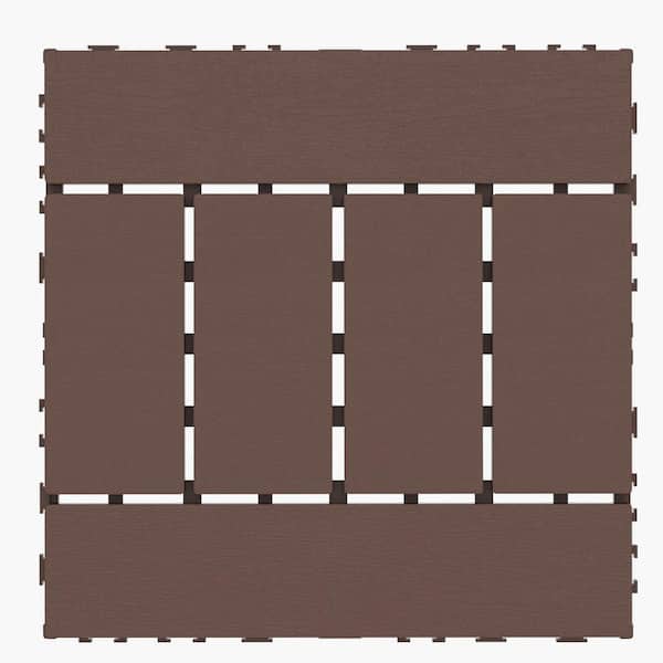 Tidoin Outdoor 1 ft. x 1 ft. Composite Deck Tile in Brown (44 Per Box)