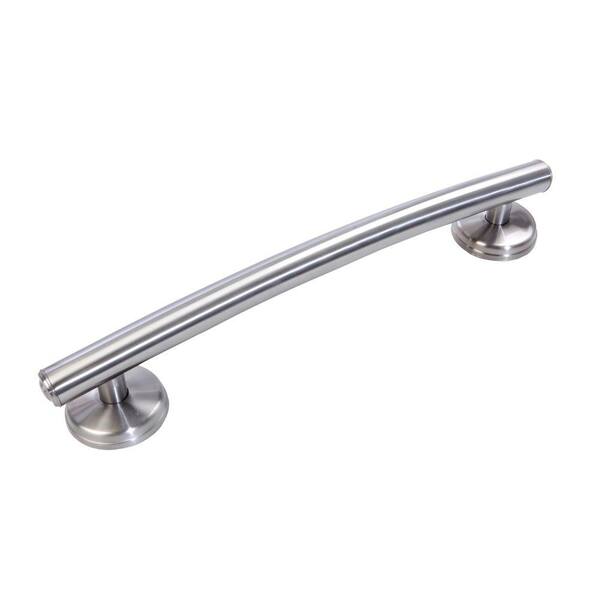 Grabcessories 16 in. x 1-1/4 in. Curved Grab Bar in Brushed Nickel-DISCONTINUED