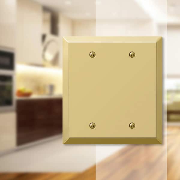 Metallic 2 Gang Blank Steel Wall Plate - Polished Brass