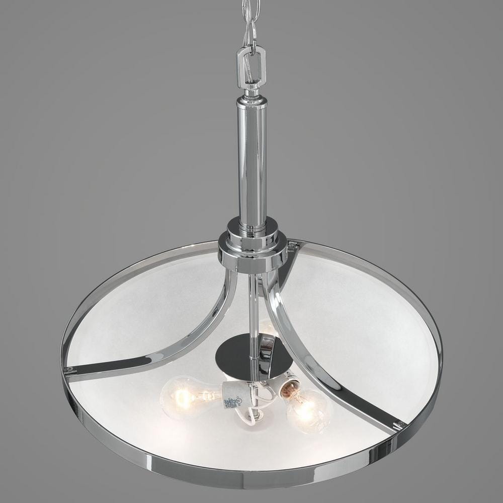 Topsail Polished Chrome 3-Light Pendant with Glass Shade