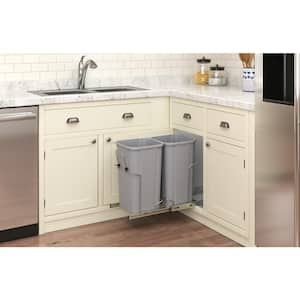 Double 27 qt. Soft-Close Platinum Pullout Trash Can