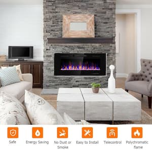 5100 BTU 42 in. Electric Remote Control Wall Electric Fireplace