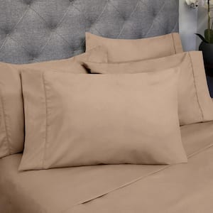1500 Supreme Series 4-Piece Taupe Solid Color Microfiber Twin XL Sheet Set