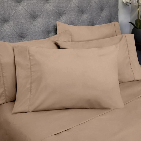 Sweet Home Collection 1500 Supreme Series 6-Piece Taupe Solid Color Microfiber King Sheet Set