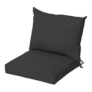 21 x 17 Oceantex Outdoor Deep Seating Lounge Dining Chair Cushion Set, Ink Charcoal Black